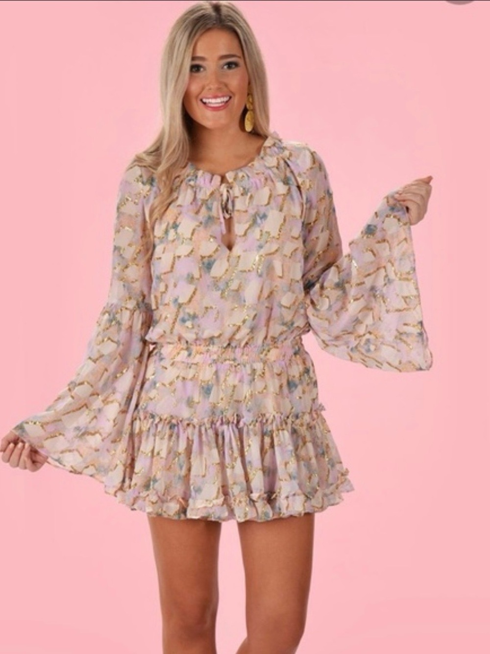 Women’s Medium Buddy Love Zozo Magical Tiered Pastel Elastic Waist Mini Dress